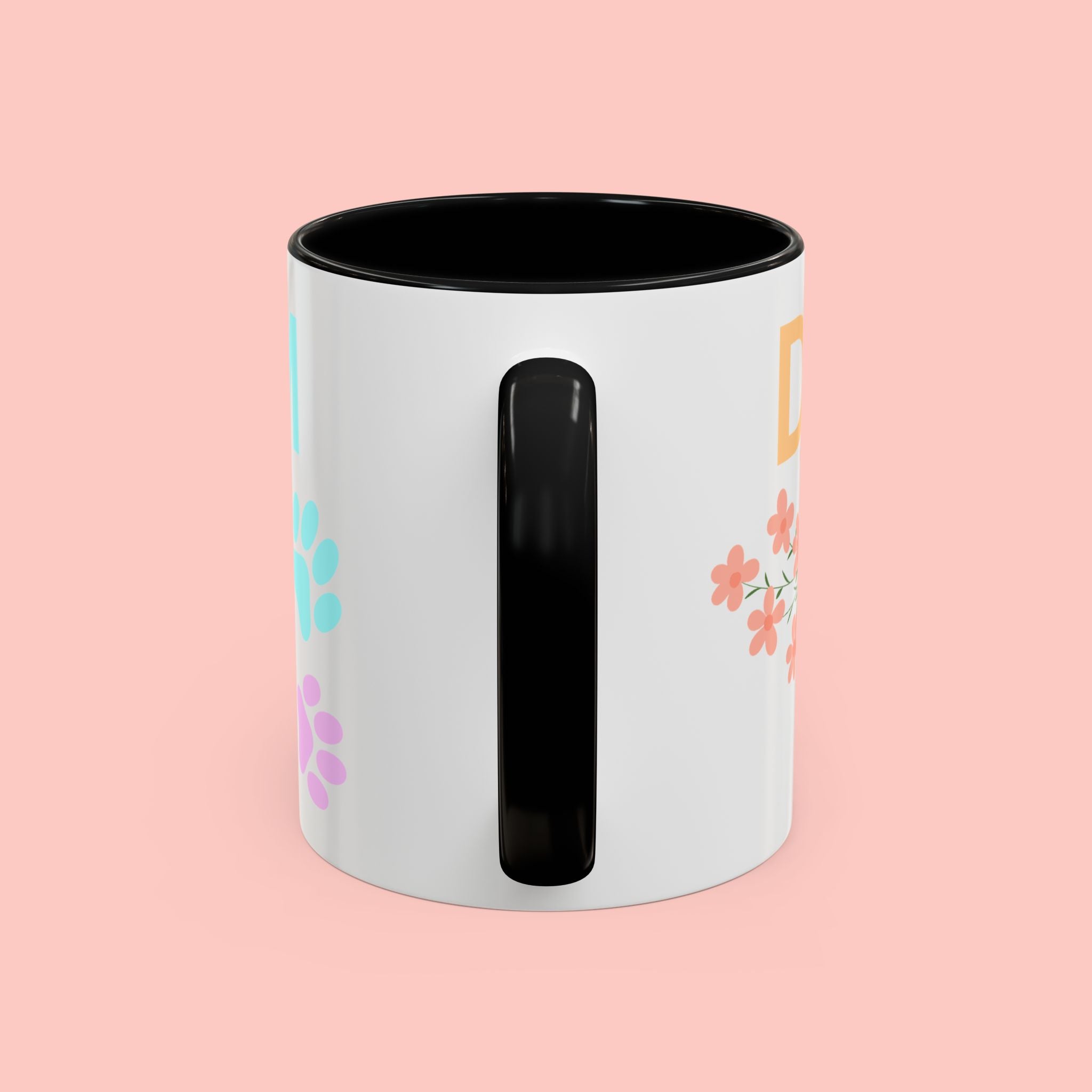 Dog Mom Club Accent Coffee Mug – Colorful Paw Print 11/15oz