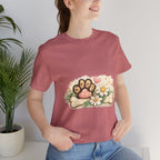 Dog Paw Floral T-Shirt — Cute Paw Print, Bone & Daisies Tee