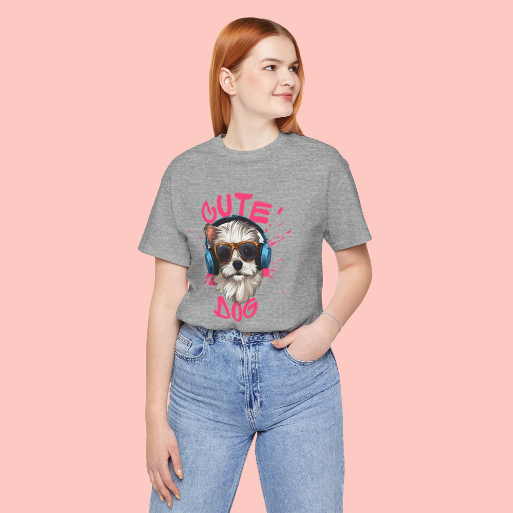 Cute Dog Tee — Headphones Puppy Graphic T-Shirt