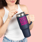 40oz Insulated Travel Mug — 'Groovy Mom' Pink Retro Design