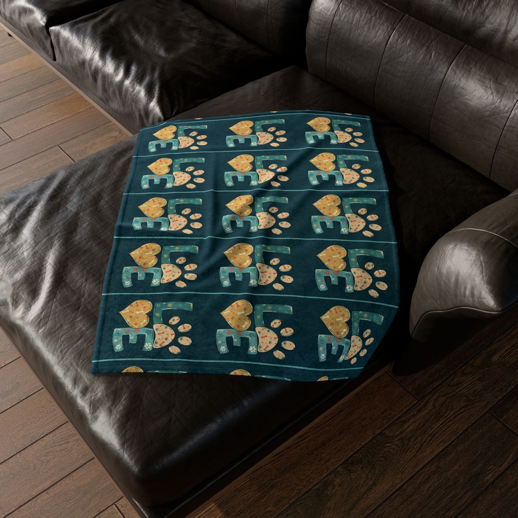 Pet Paw Love Blanket — Cozy Soft Polyester Throw for Dog & Cat Lovers