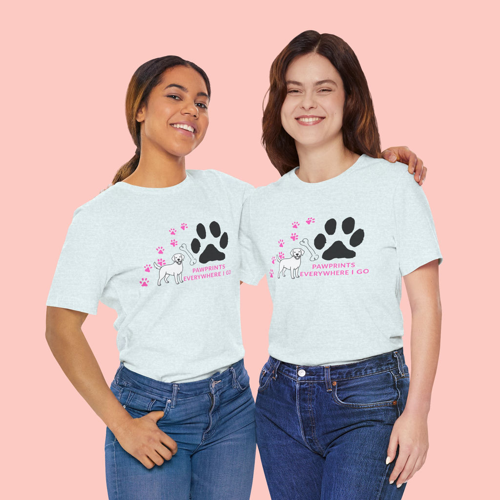 Dog Pawprint T-Shirt — "Pawprints Everywhere I Go" Cute Pet Lover Tee