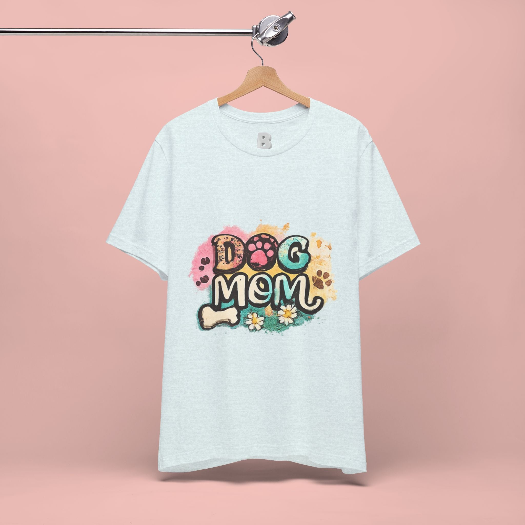 Dog Mom T-Shirt — Colorful Paw Print Graphic Tee for Pet Lovers