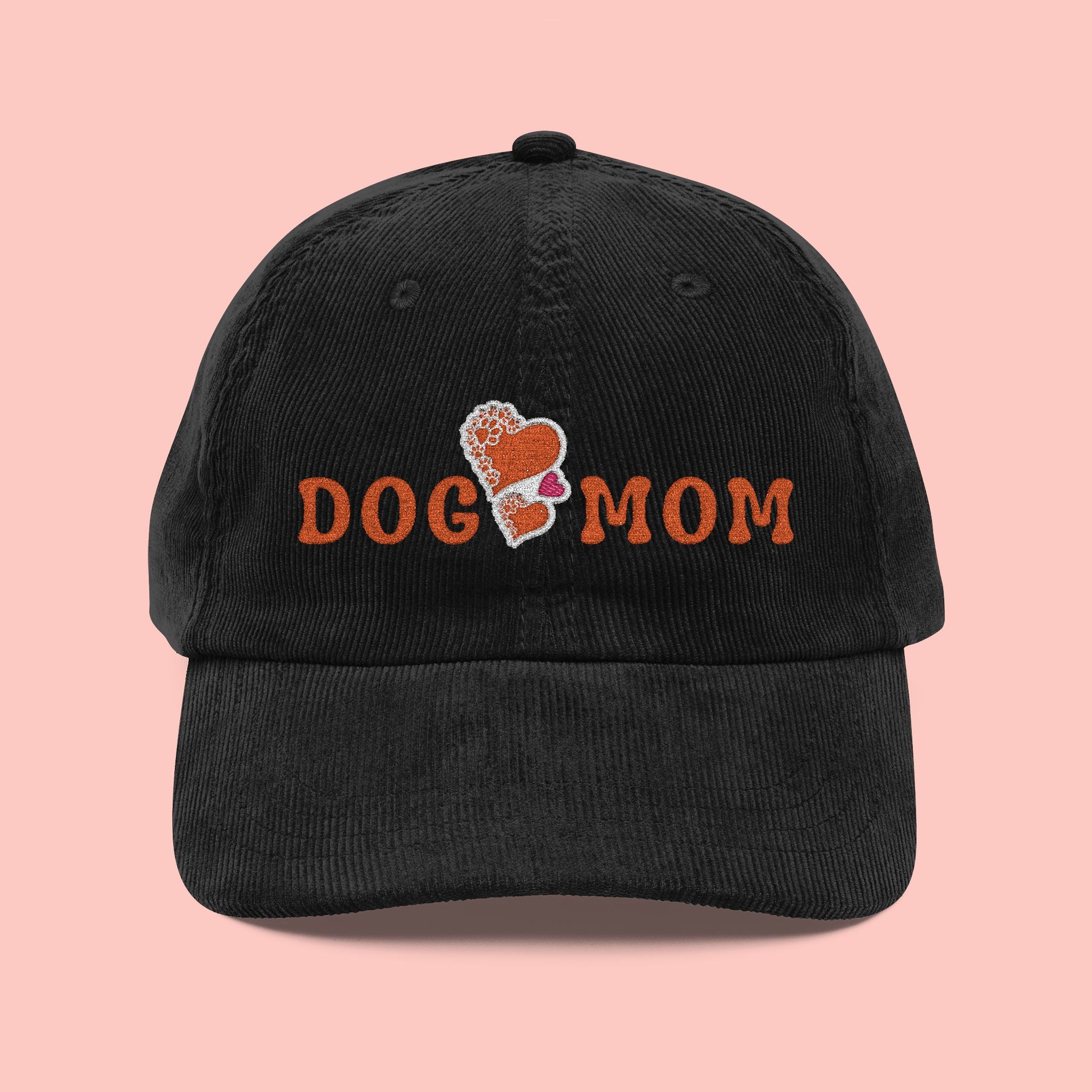 Dog Mom Embroidered Corduroy Cap — Vintage Rust Baseball Hat