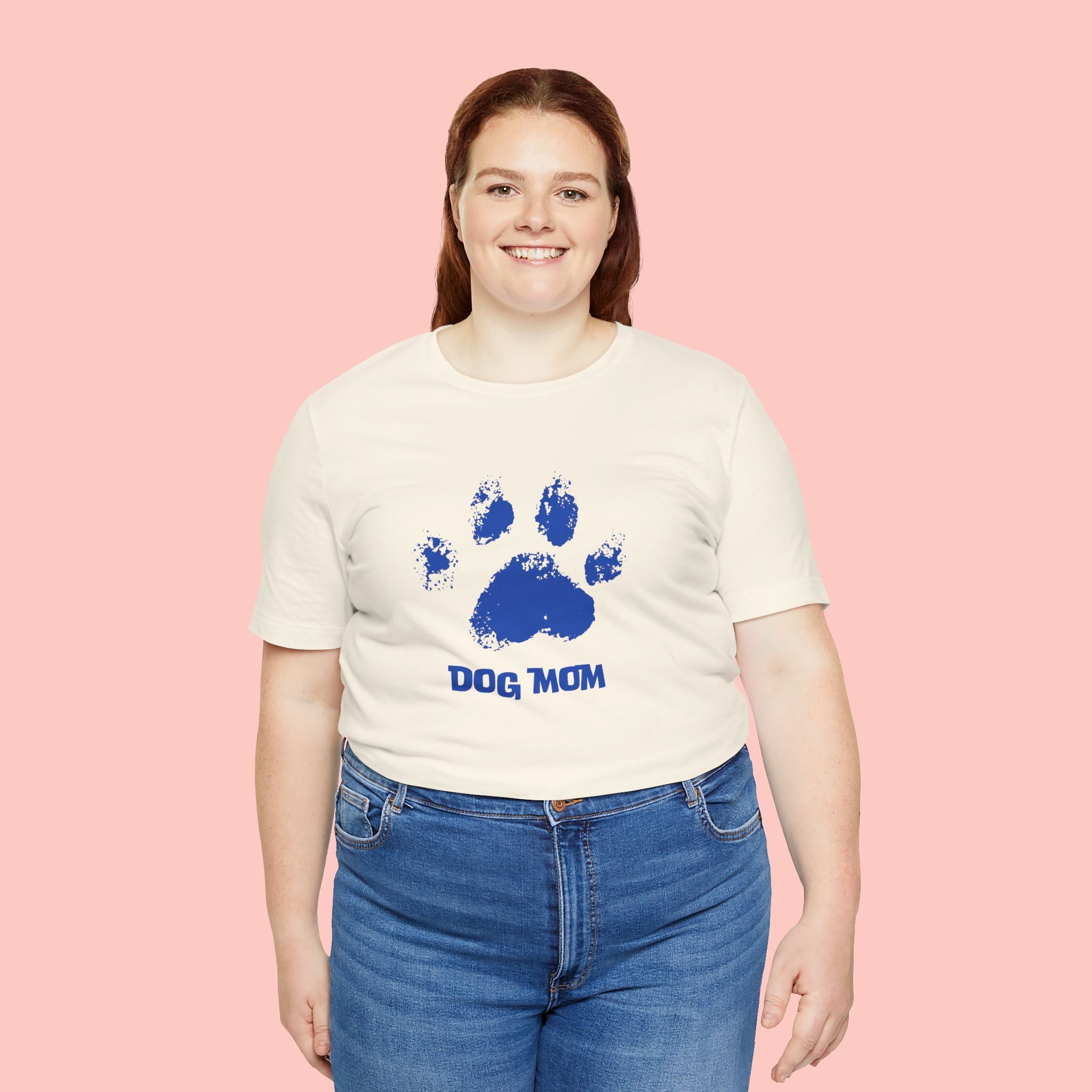Dog Mom Paw Print T-Shirt — Distressed Blue Design