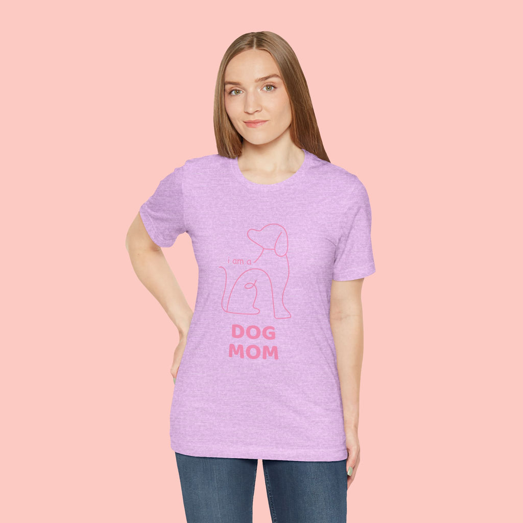 Dog Mom T‑Shirt – Minimal Pink Line Art Dog Tee