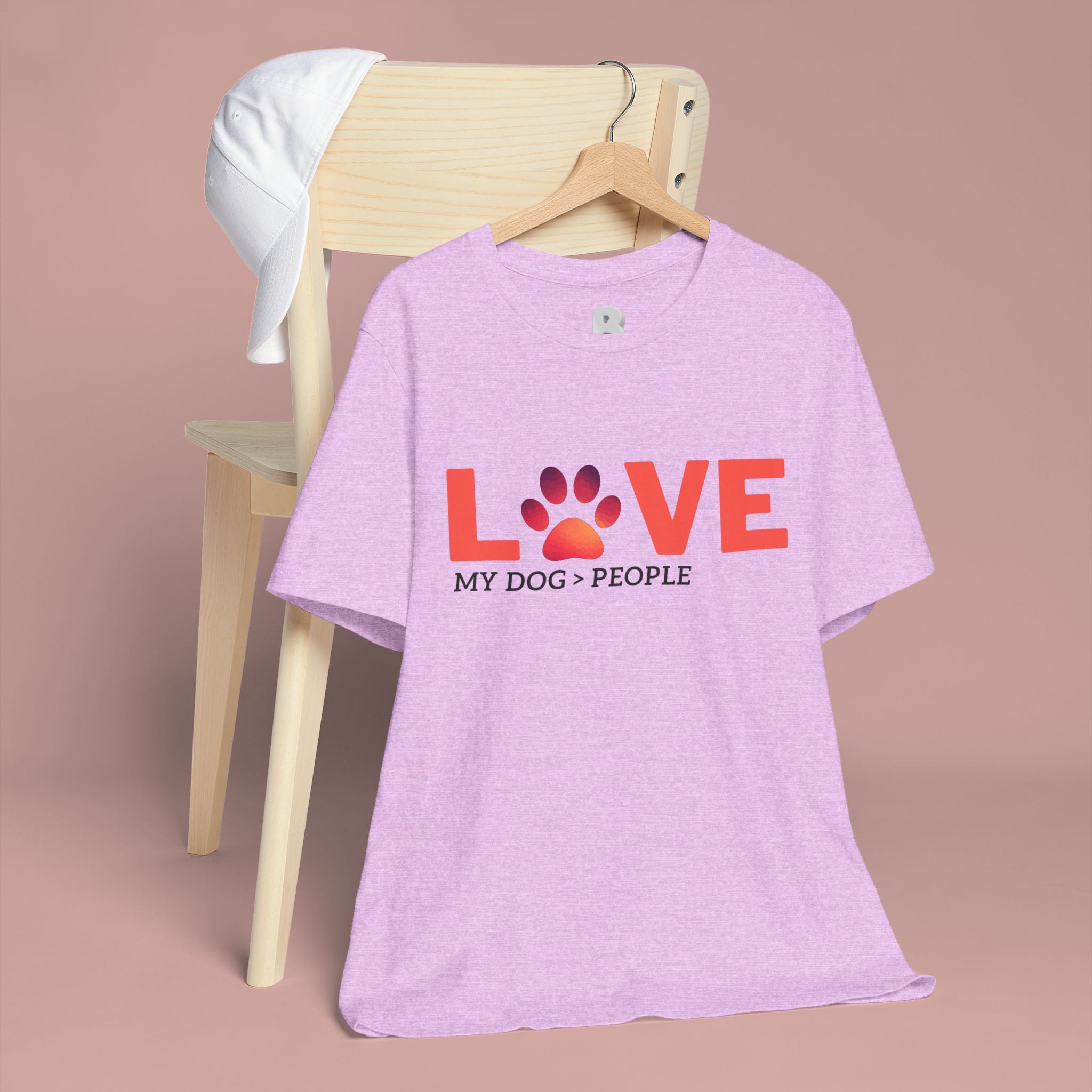 Dog Lover Tee - "LOVE My Dog > People" Paw Print Graphic T-Shirt