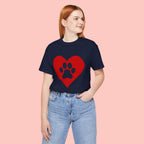 Pet Lover T-Shirt — Red Heart Paw Print Tee