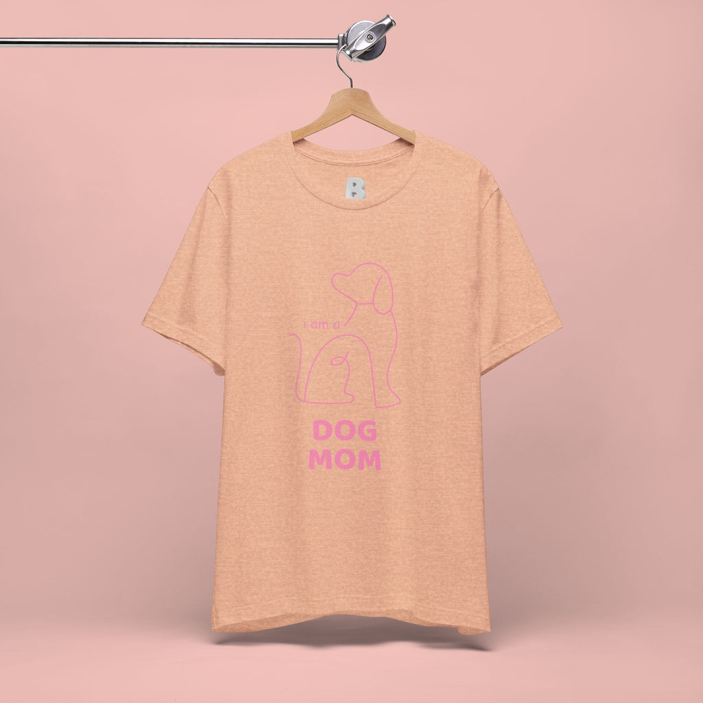 Dog Mom T‑Shirt – Minimal Pink Line Art Dog Tee