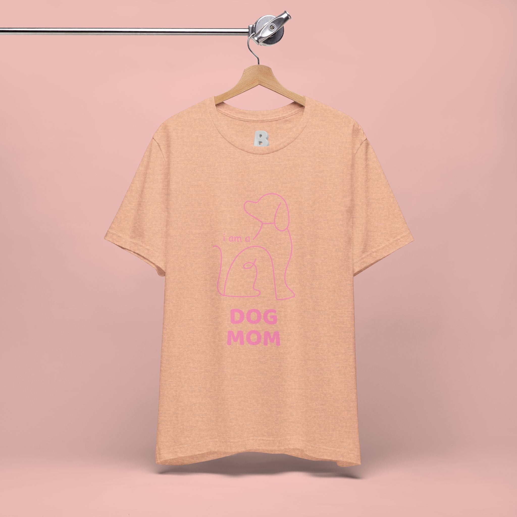 Dog Mom T‑Shirt – Minimal Pink Line Art Dog Tee