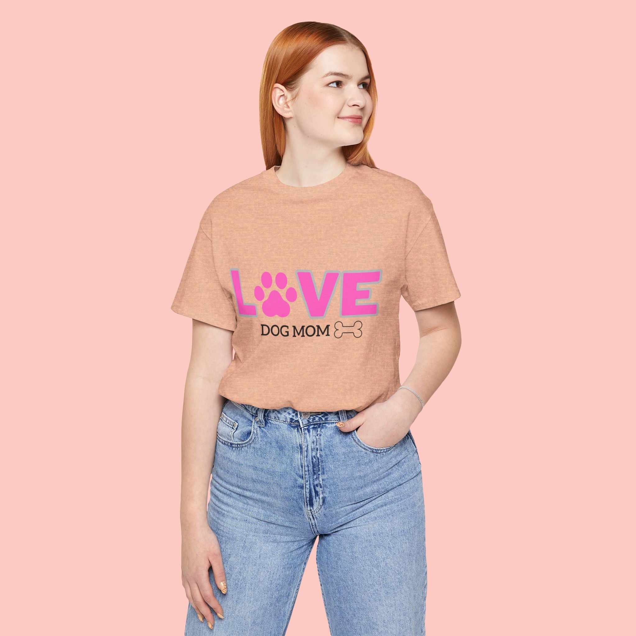 Love Dog Mom T-Shirt — Pink Paw Graphic Tee