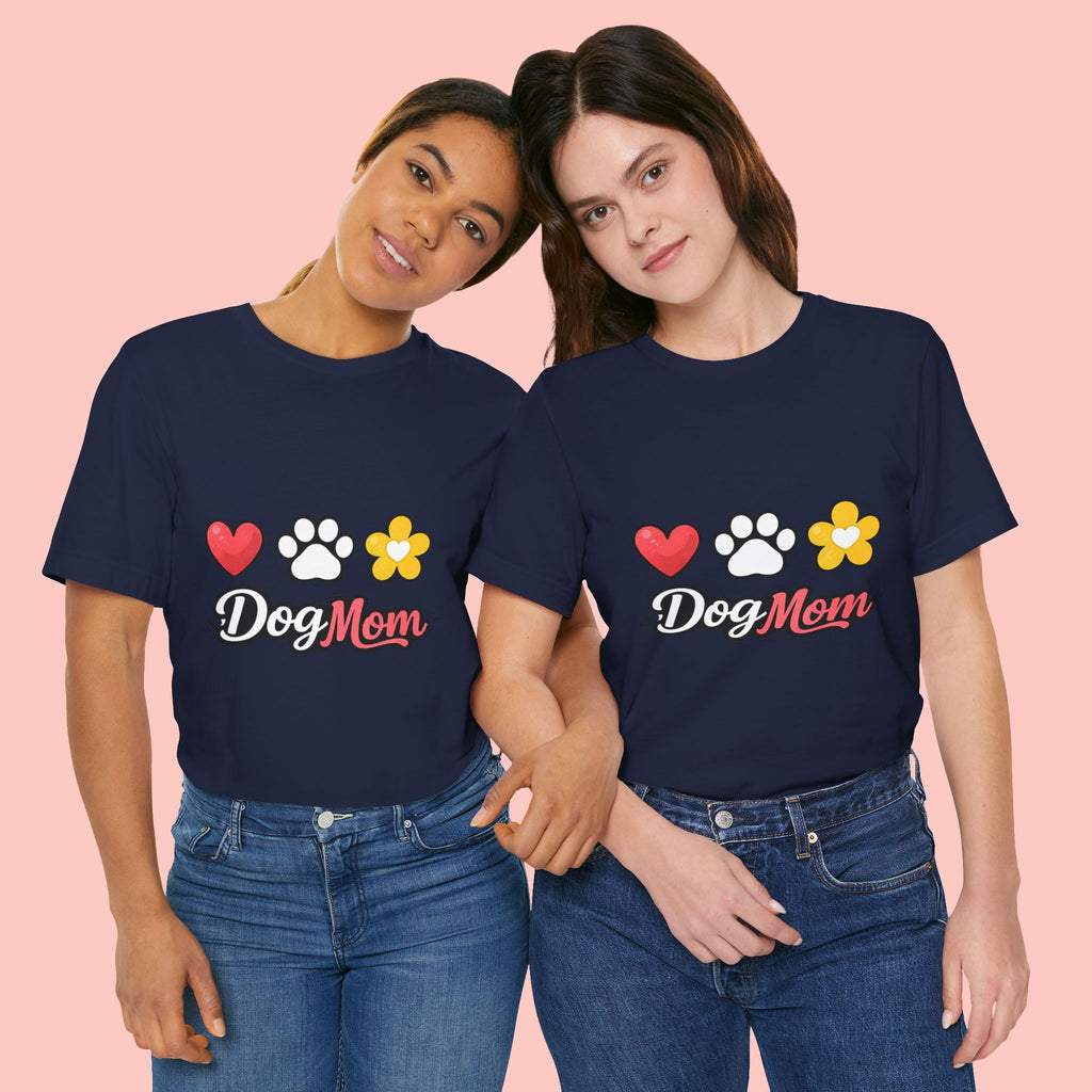 Dog Mom T-Shirt – Heart, Paw & Flower Graphic Tee