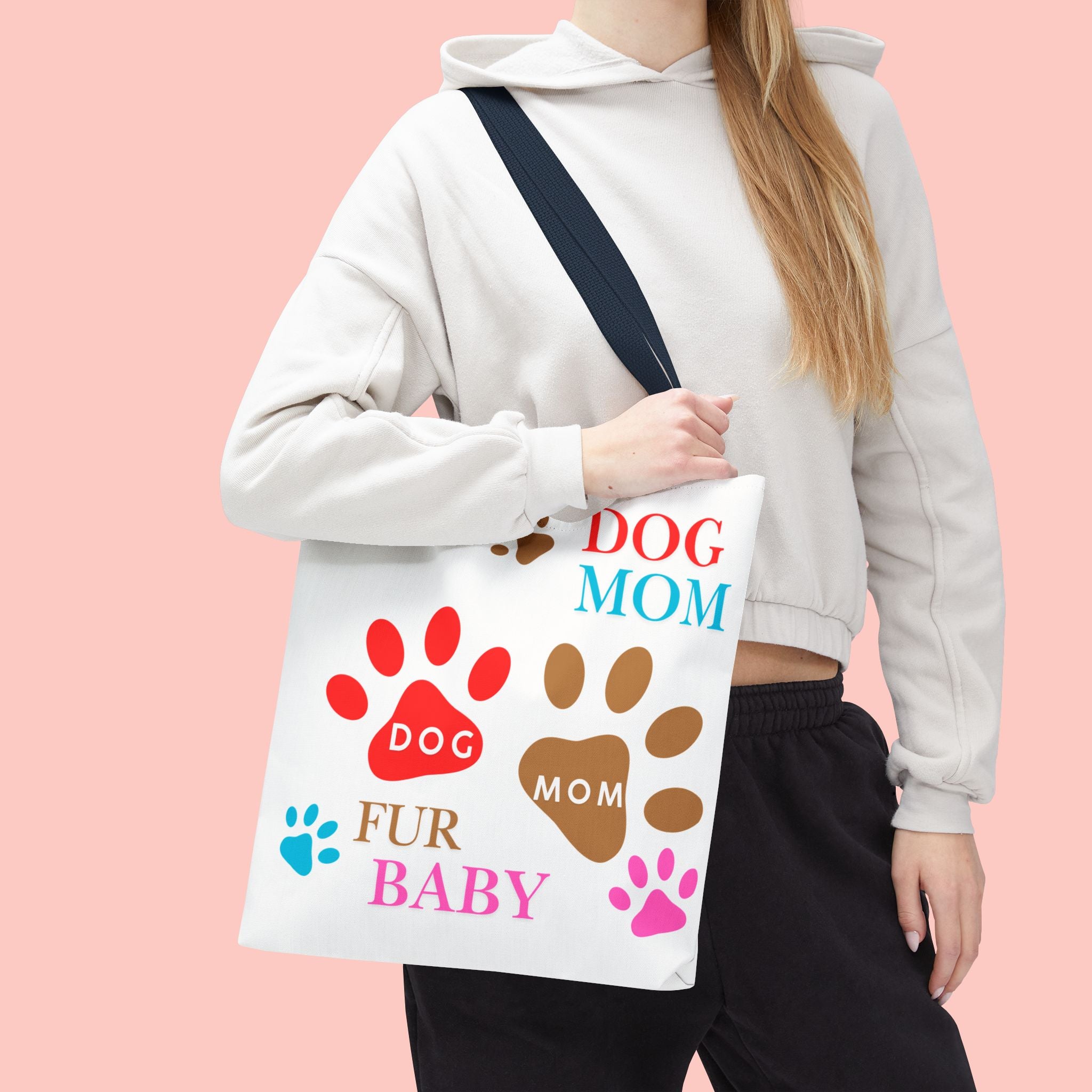 Dog Mom Tote Bag – "Fur Baby" Paw Print AOP Tote