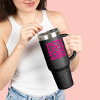 40oz Insulated Travel Mug — 'Groovy Mom' Pink Retro Design