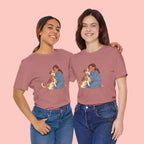 Dog Mom T‑Shirt — Cute Woman Hugging Dog Graphic Tee