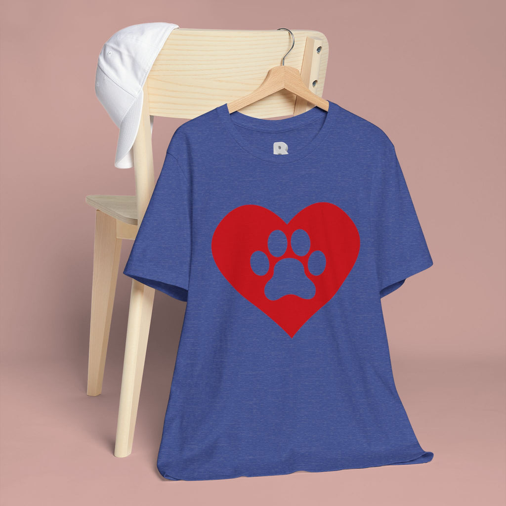 Pet Lover T-Shirt — Red Heart Paw Print Tee