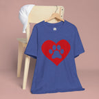 Pet Lover T-Shirt — Red Heart Paw Print Tee