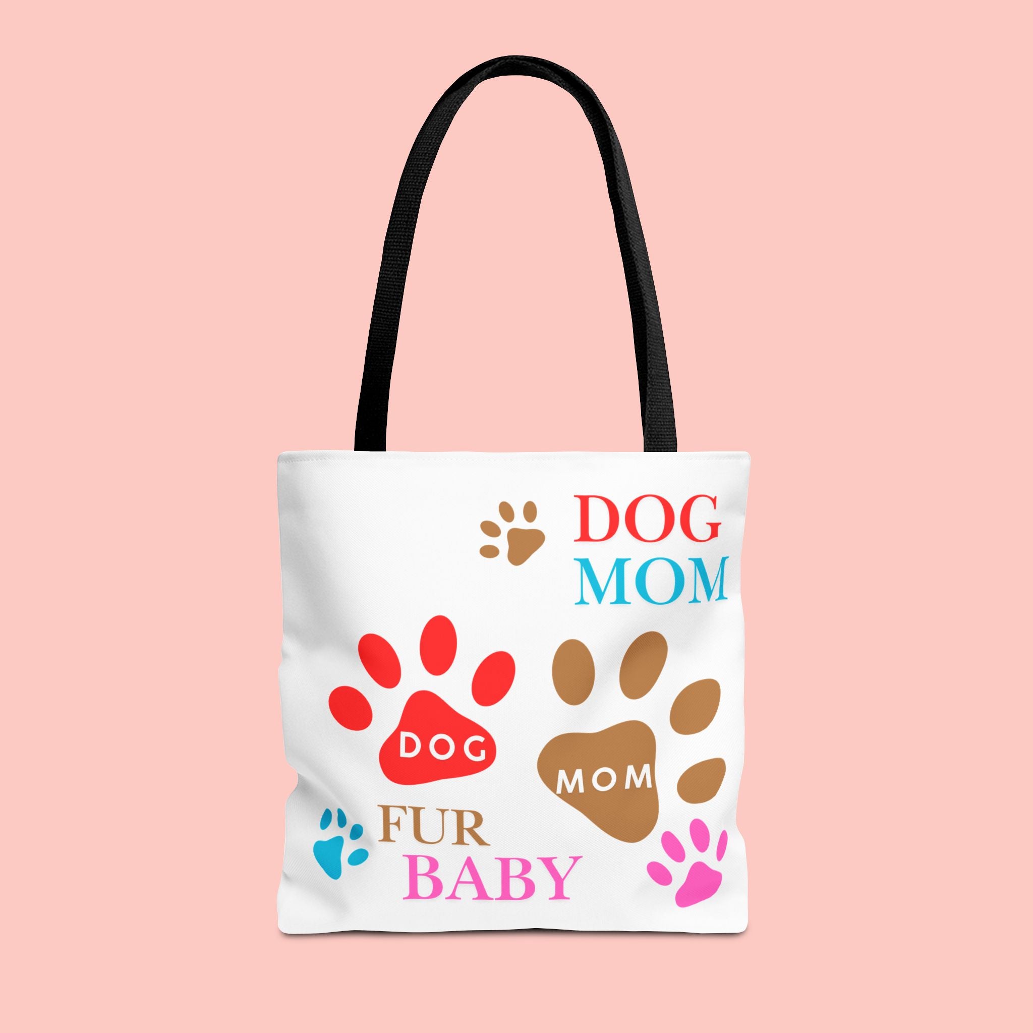 Dog Mom Tote Bag – "Fur Baby" Paw Print AOP Tote