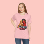 Dog Mom T-Shirt - Cute Woman Hugging Golden Retriever Tee