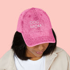 Vintage Embroidered 'DOG MOM' Cap — Washed Red Baseball Hat for Dog Lovers