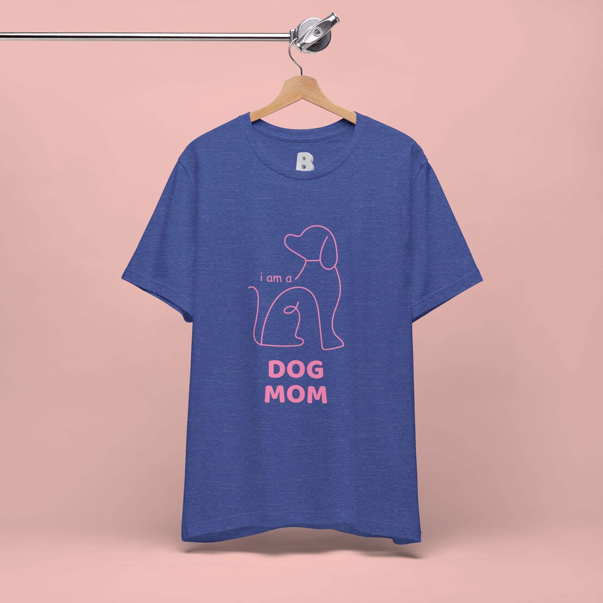 Dog Mom T‑Shirt – Minimal Pink Line Art Dog Tee