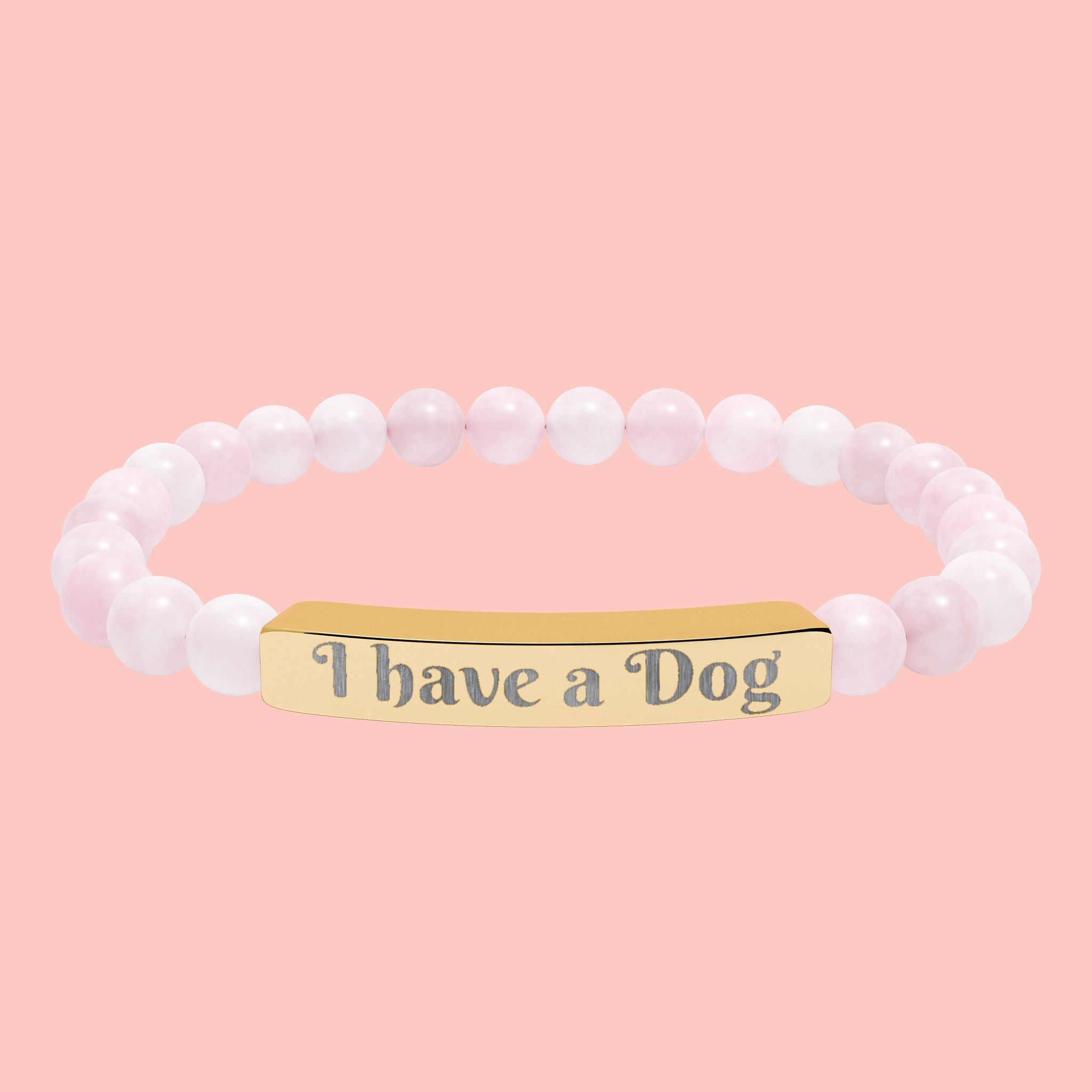 Engraved Natural Stone Stretch Bracelet – "I have a Dog" Bar Bracelet