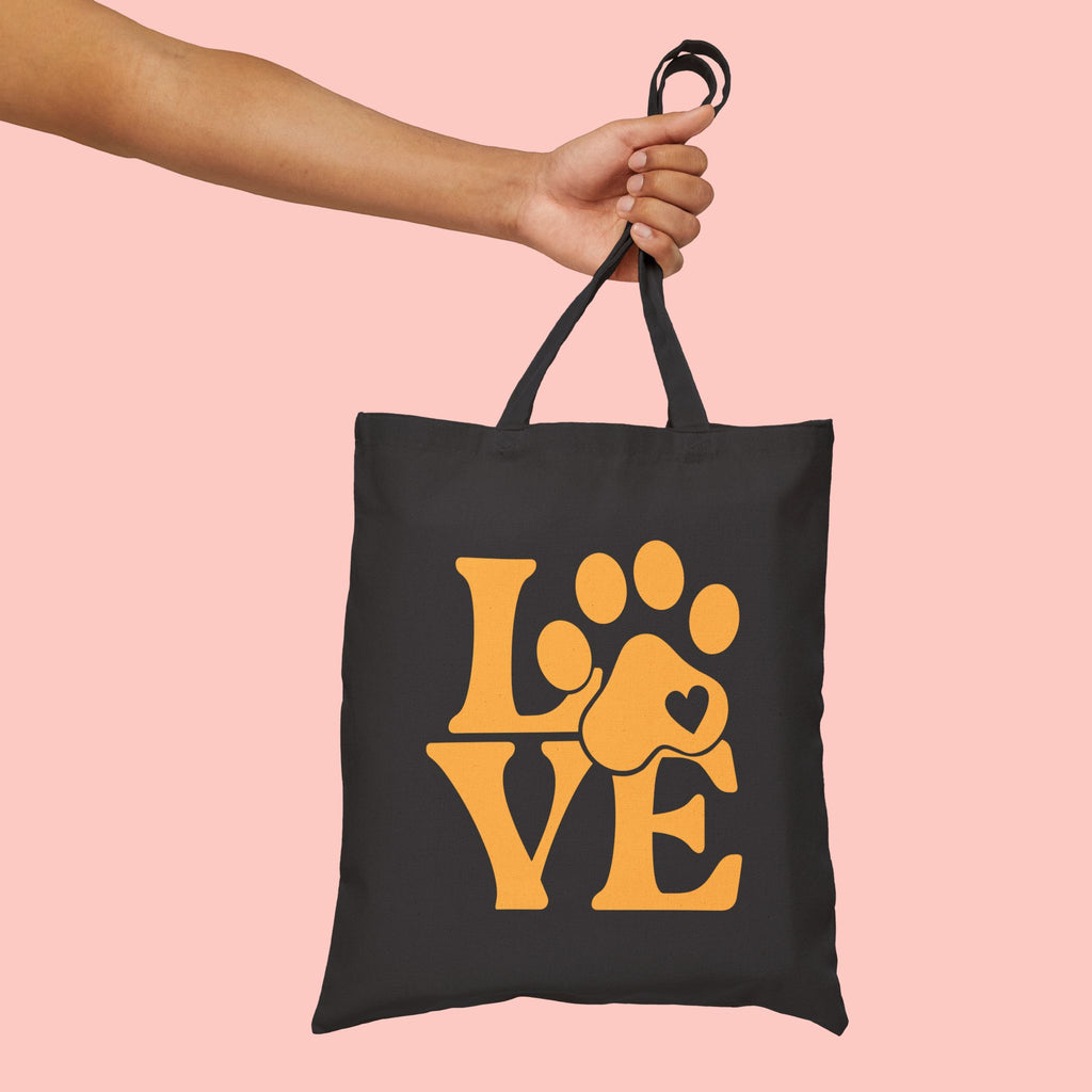 Love Paw Tote Bag — Cute Pet Lover Canvas Tote (LOVE with Paw Print)