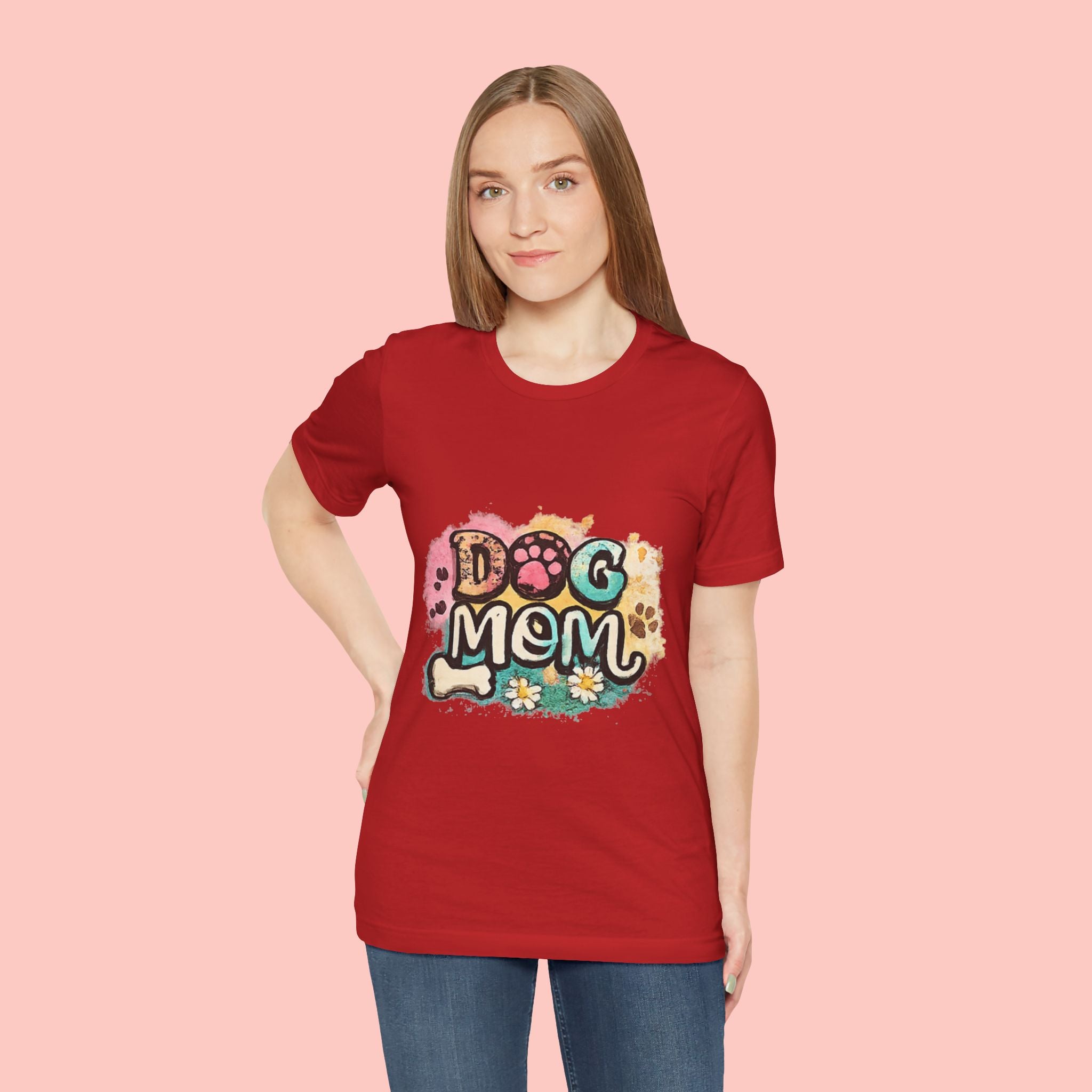 Dog Mom T-Shirt — Colorful Paw Print Graphic Tee for Pet Lovers