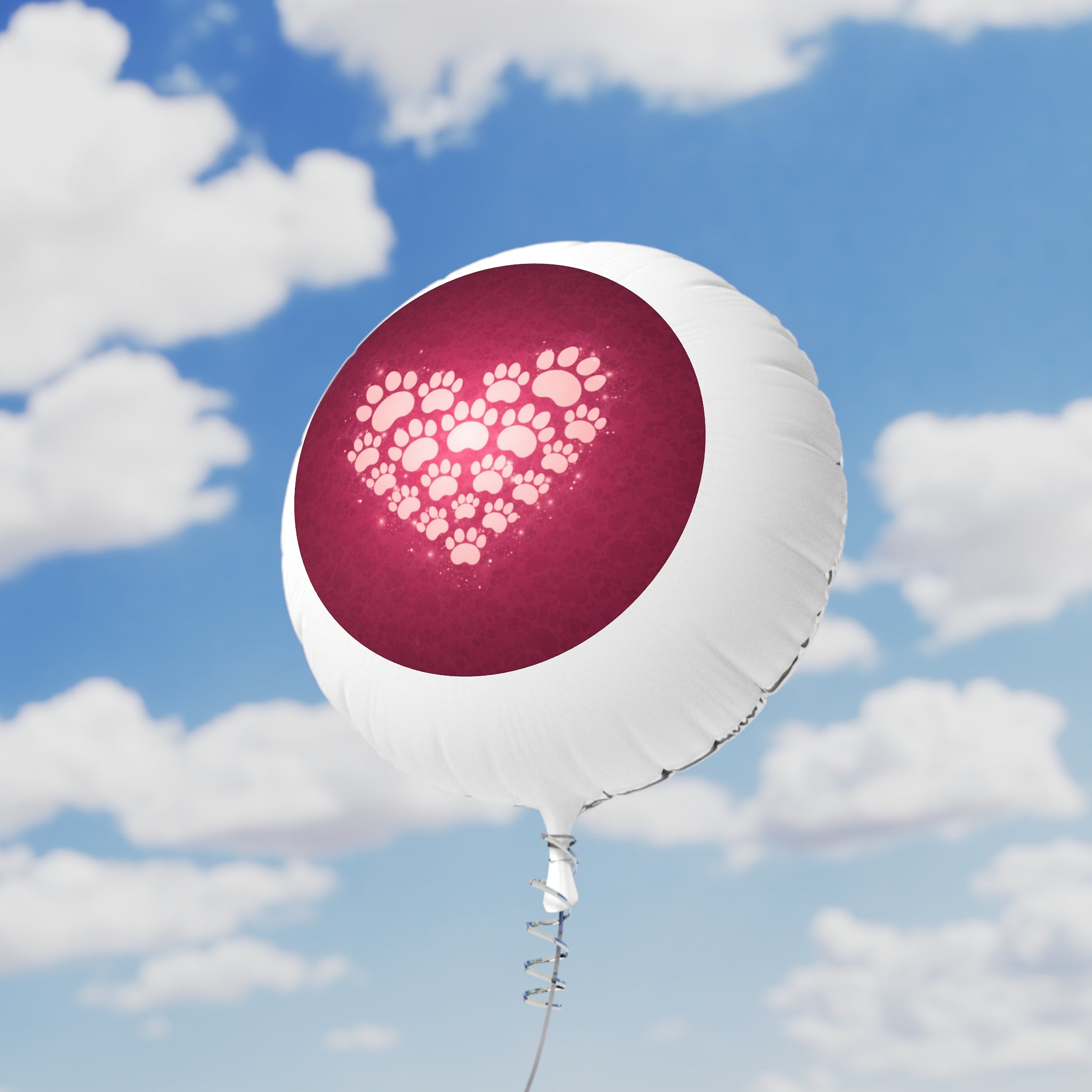 Paw Print Heart Mylar Balloon — Pet Love Helium Balloon for Parties & Gifts