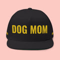 Dog Mom Flat Bill Cap — Embroidered Gold Sparkle