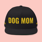 Dog Mom Flat Bill Cap — Embroidered Gold Sparkle