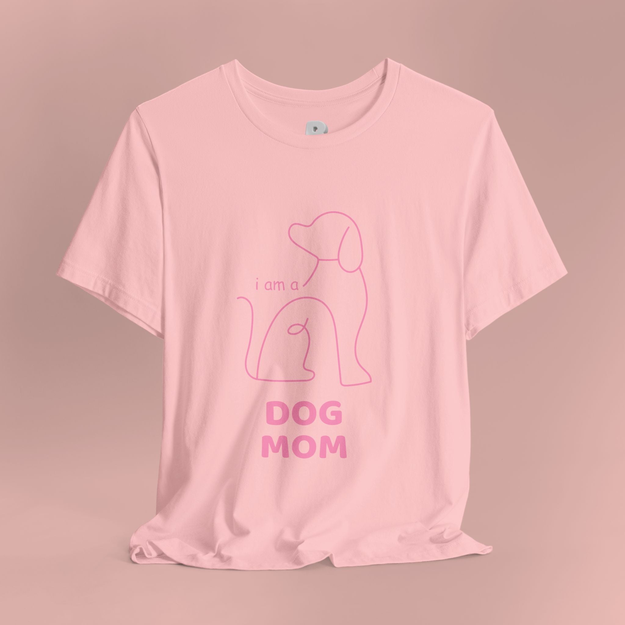 Dog Mom T‑Shirt – Minimal Pink Line Art Dog Tee