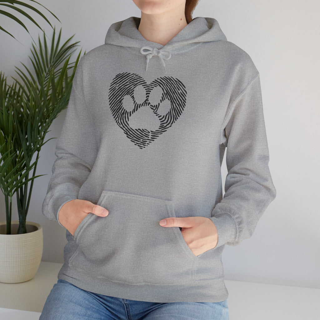 Heart Paw Print Hoodie — Dog Lover Heart Paw Graphic Sweatshirt