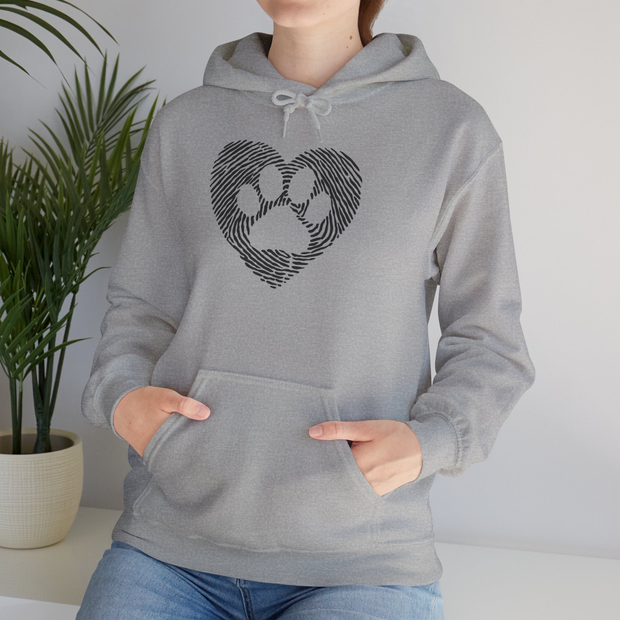 Heart Paw Print Hoodie — Dog Lover Heart Paw Graphic Sweatshirt