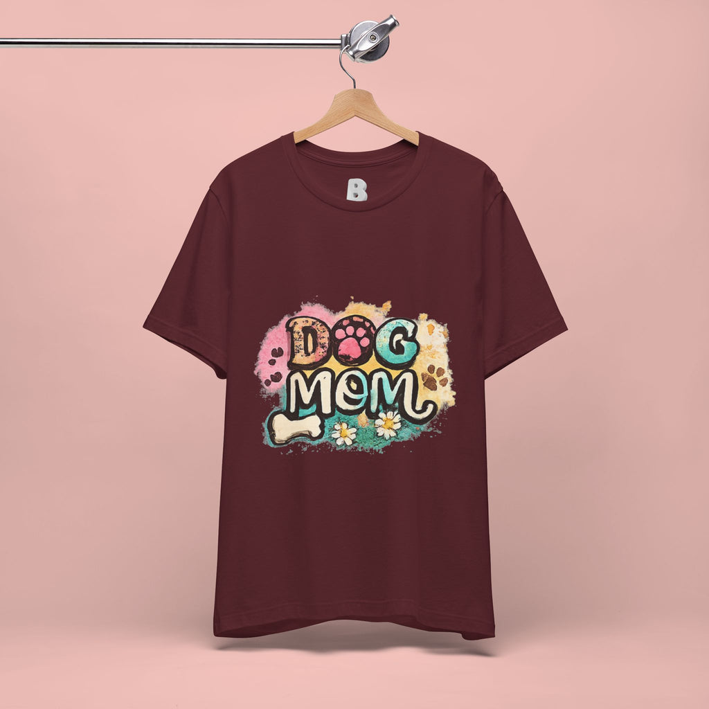 Dog Mom T-Shirt — Colorful Paw Print Graphic Tee for Pet Lovers
