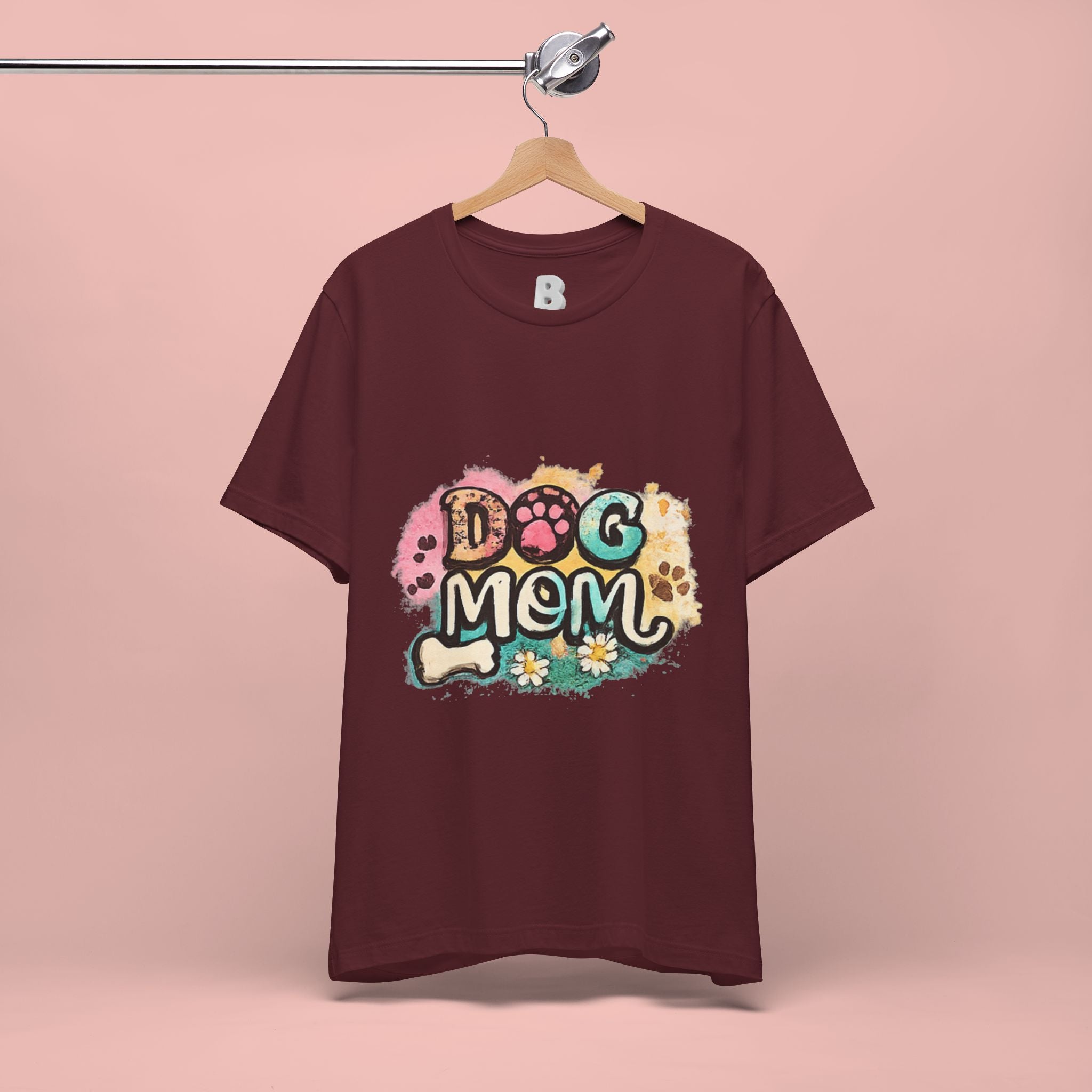 Dog Mom T-Shirt — Colorful Paw Print Graphic Tee for Pet Lovers