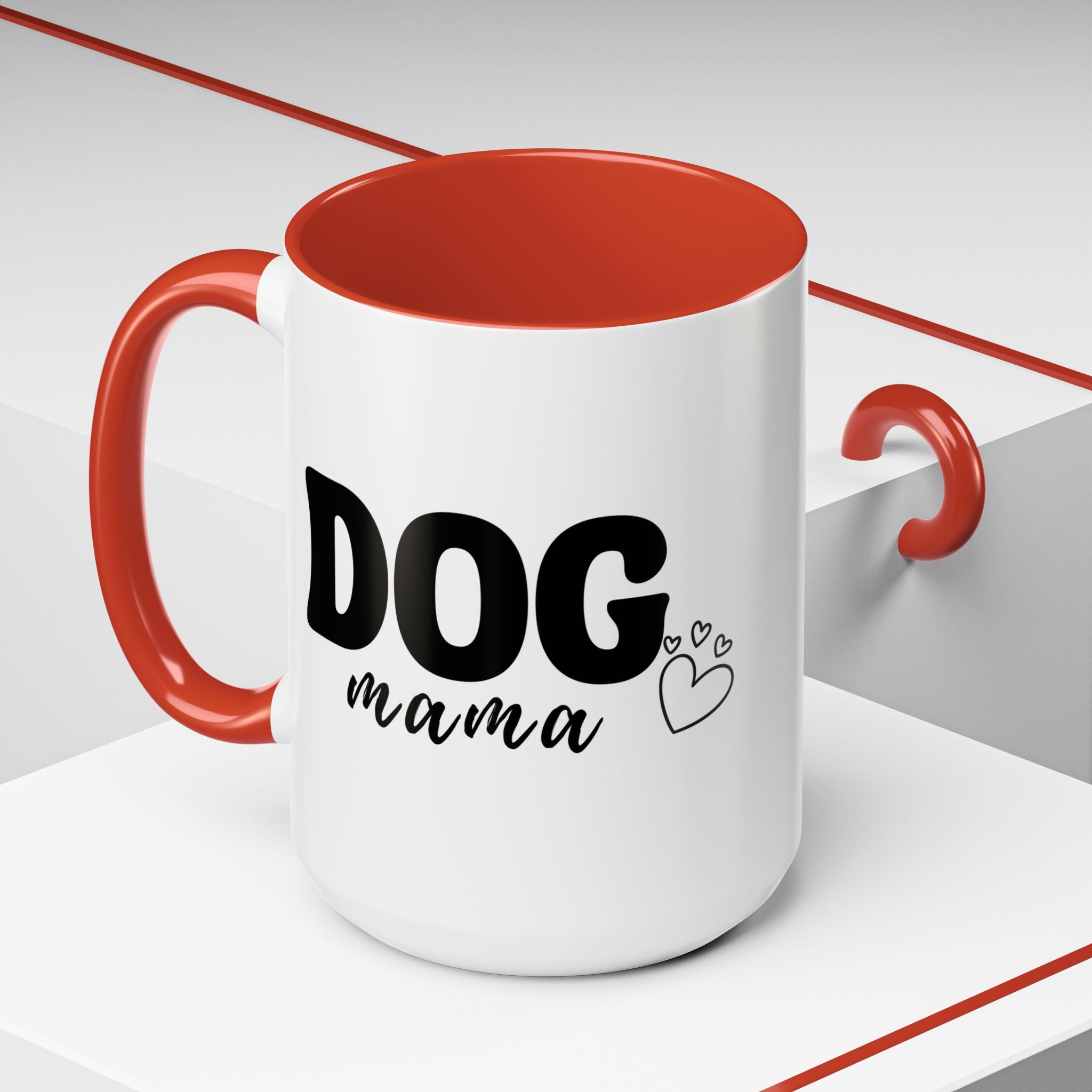 Dog Mama Accent Coffee Mug — Cute Black & White Pet Lover Gift (11/15oz)