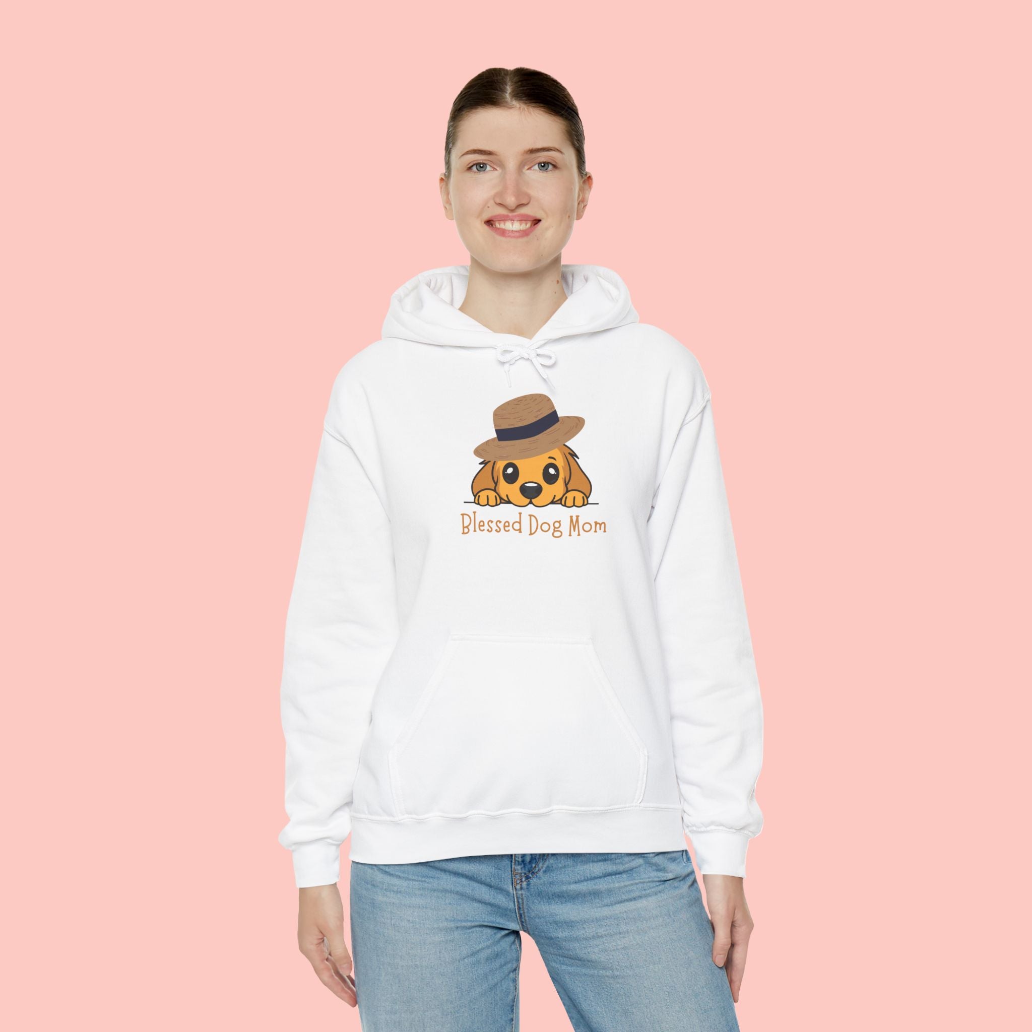 Dog Mom Hoodie - "Blessed Dog Mom" Cute Puppy Hat Sweatshirt