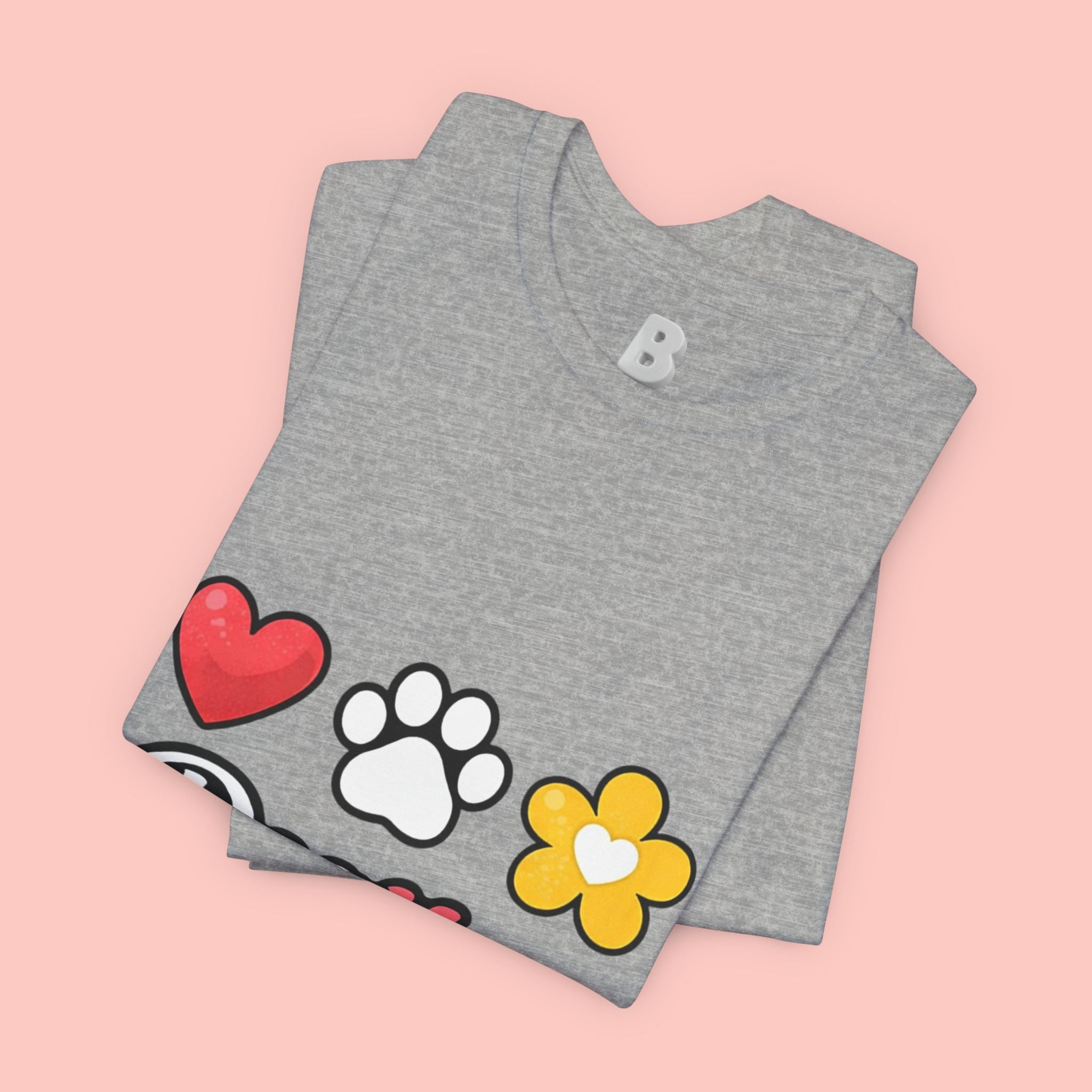 Dog Mom T-Shirt – Heart, Paw & Flower Graphic Tee