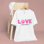 Love Dog Mom T-Shirt — Pink Paw Graphic Tee