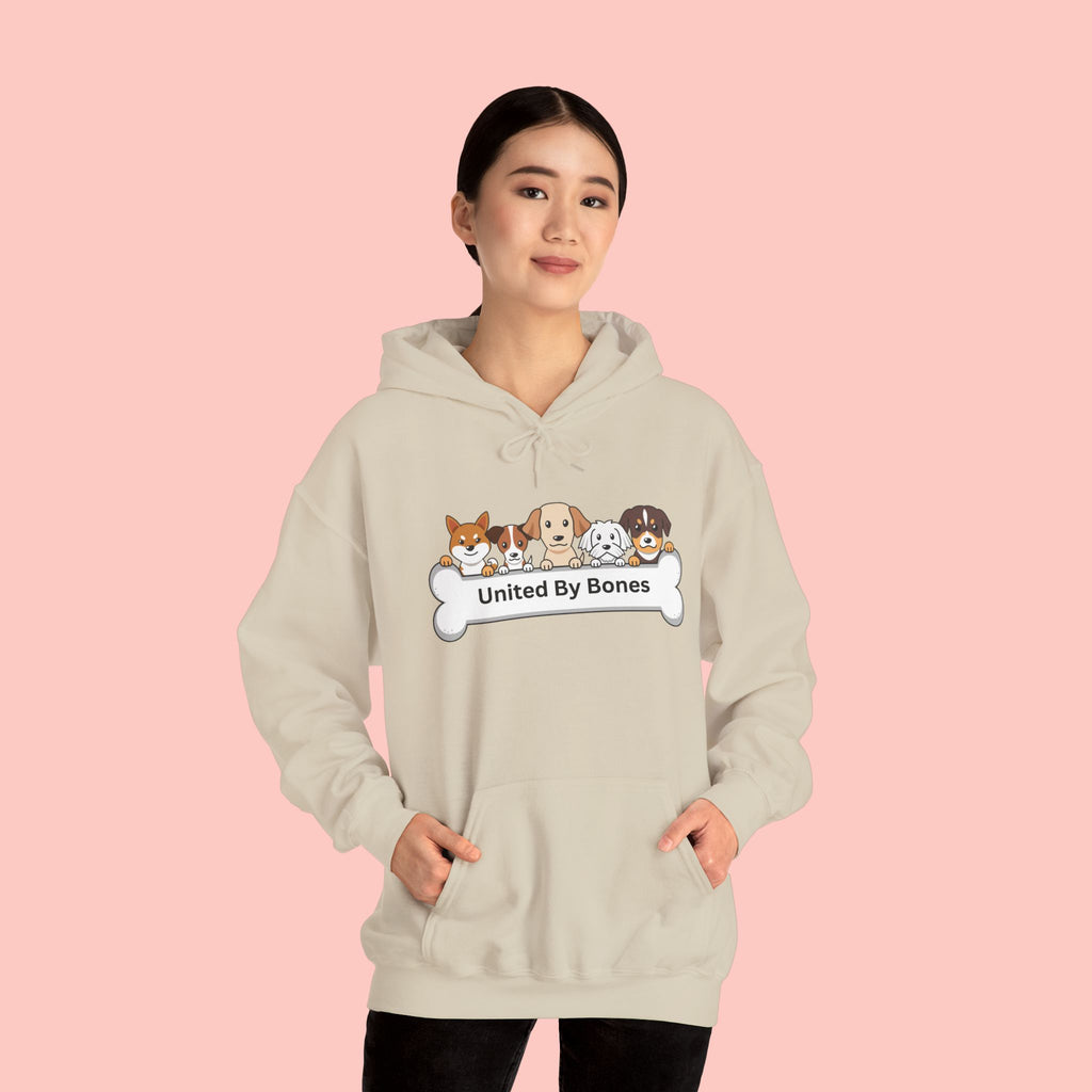 United By Bones Hoodie — Cute Cartoon Dogs Paw Bone Graphic Sweatshirt