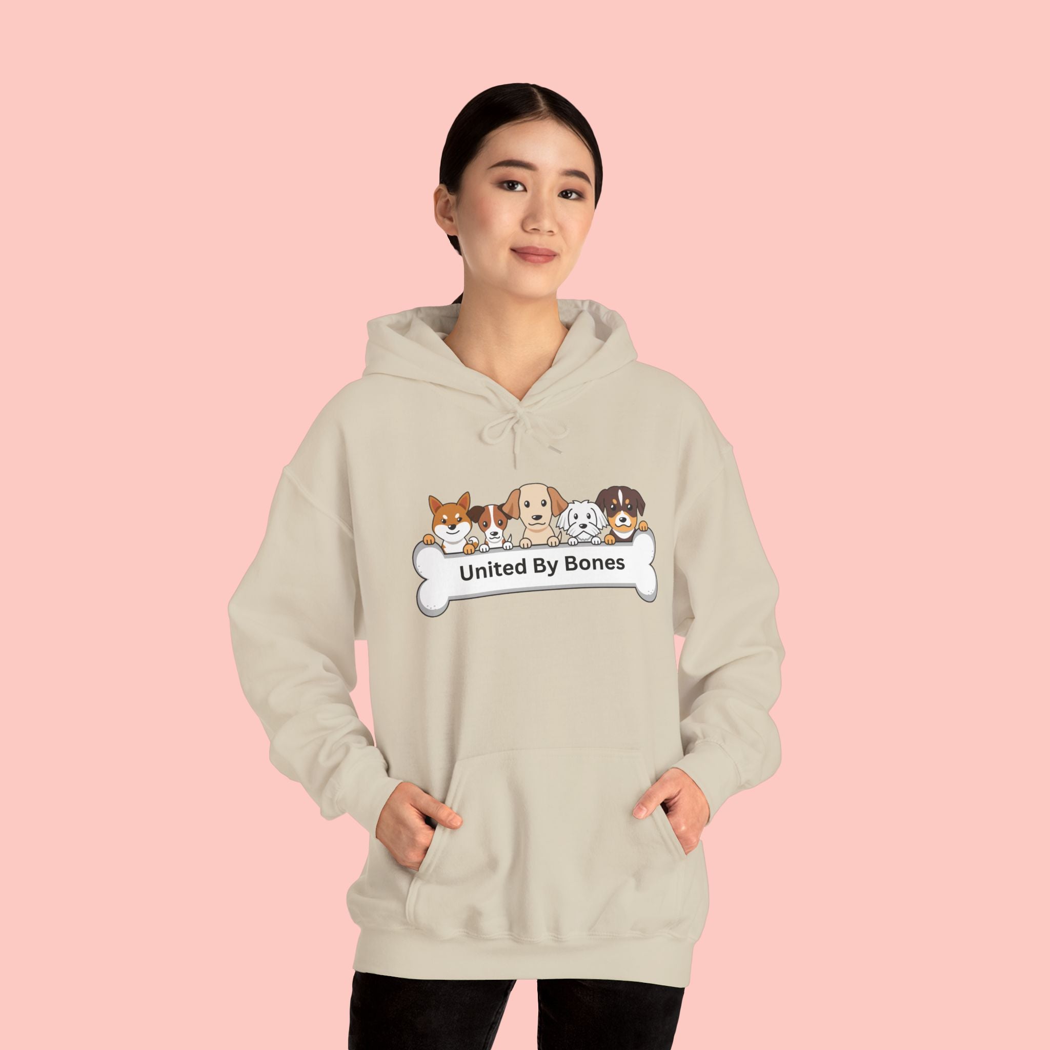United By Bones Hoodie — Cute Cartoon Dogs Paw Bone Graphic Sweatshirt