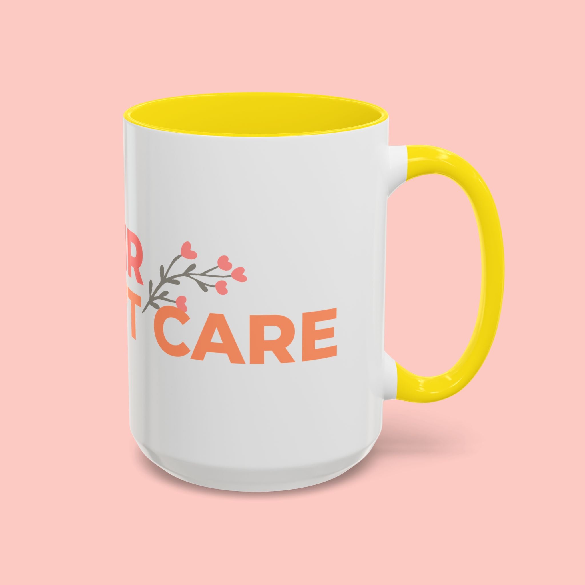 Accent Coffee Mug - "Growing Hair I Don't Care" Floral Script Coffee Mug