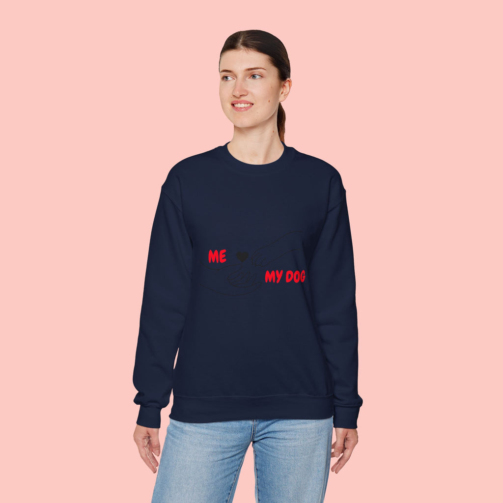 Dog Lover Crewneck Sweatshirt — "Me  My Dog" Minimalist Paw Print Design