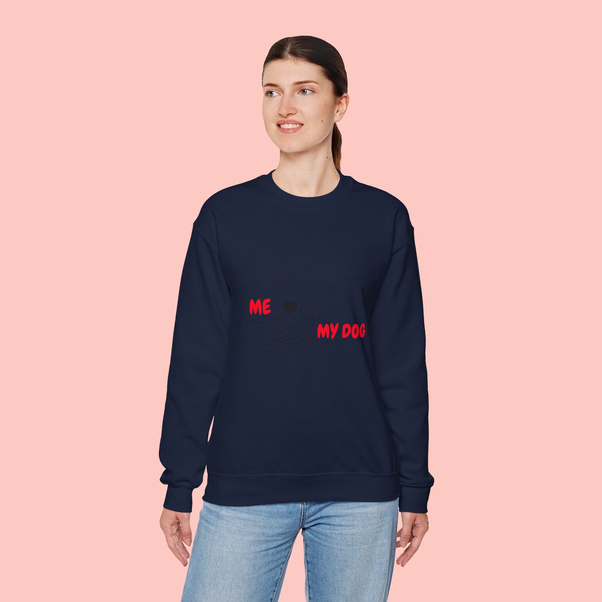 Dog Lover Crewneck Sweatshirt — "Me  My Dog" Minimalist Paw Print Design