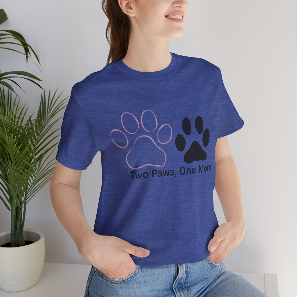 Two Paws, One Mom T-Shirt – Cute Dog Mom Paw Print Tee