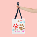 Dog Mom Tote Bag – "Fur Baby" Paw Print AOP Tote