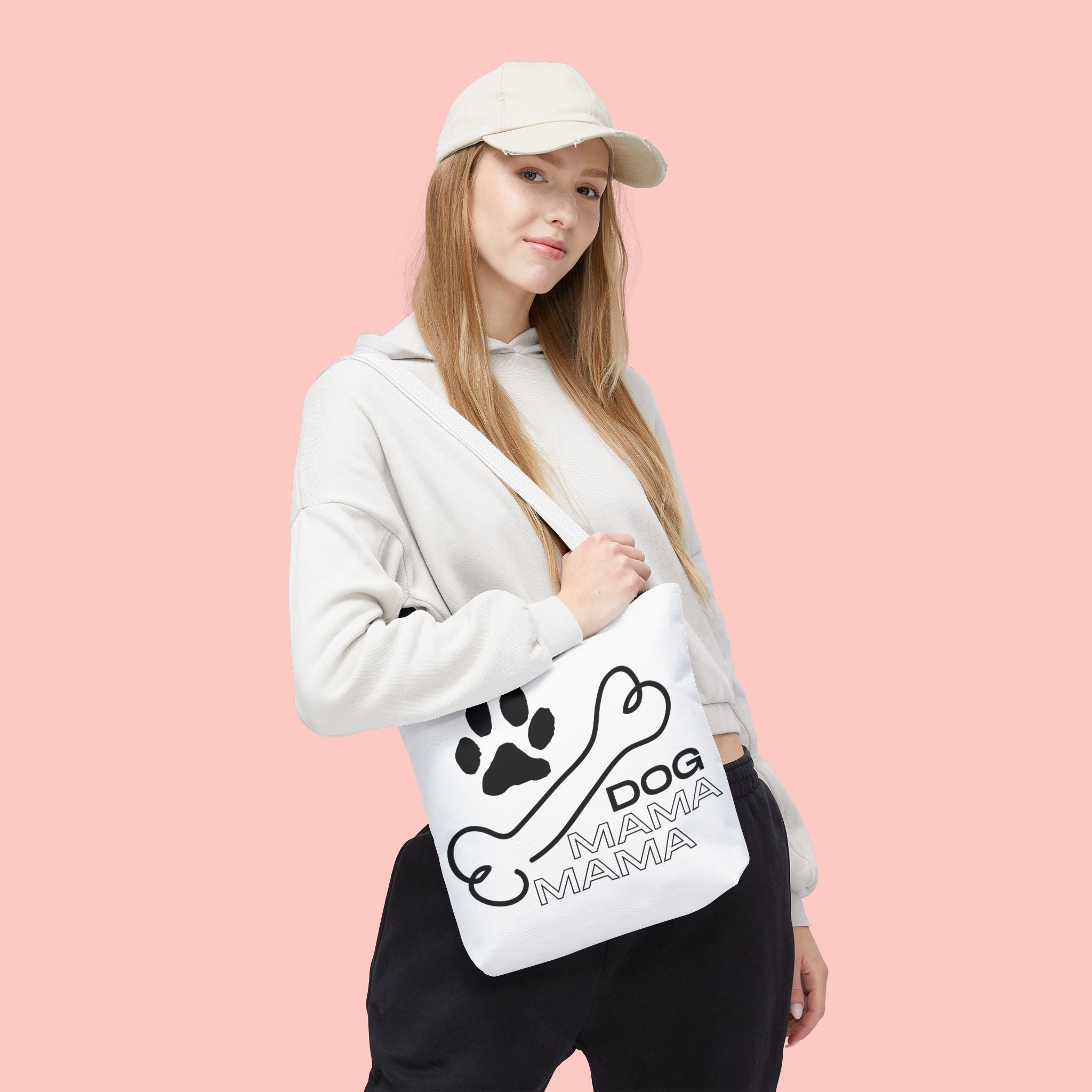 Dog Mama Tote Bag — Paw Print & Bone Graphic Canvas Shopper
