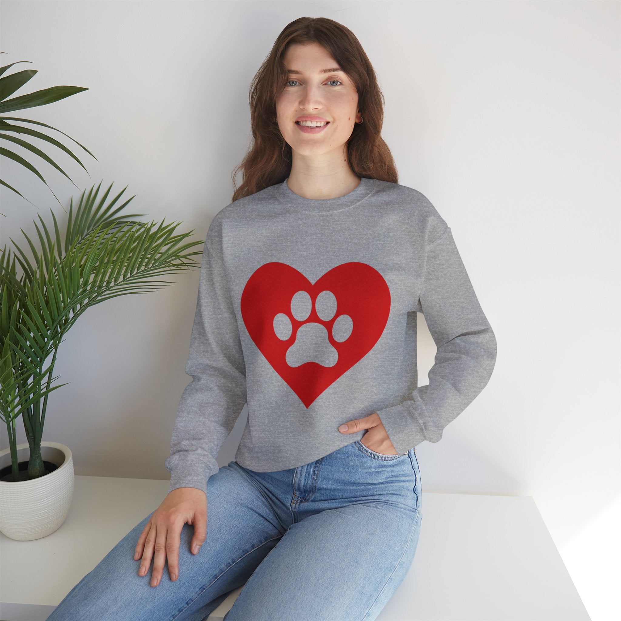 Heart Paw Crewneck Sweatshirt — Cute Pet Lover Pullover