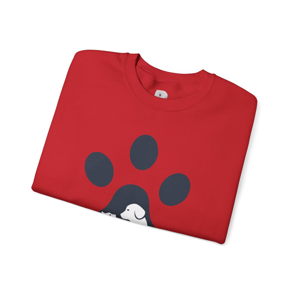 Dog Mom Crewneck Sweatshirt - Paw Print & Silhouette Graphic